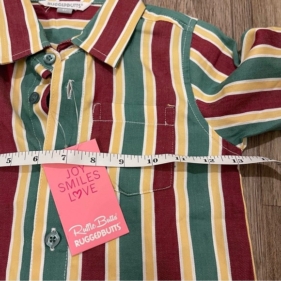 NWT Rugged Butts Button Up Shirt Women’s 4T Colorful Striped Cotton Preppy - Picture 6 of 7